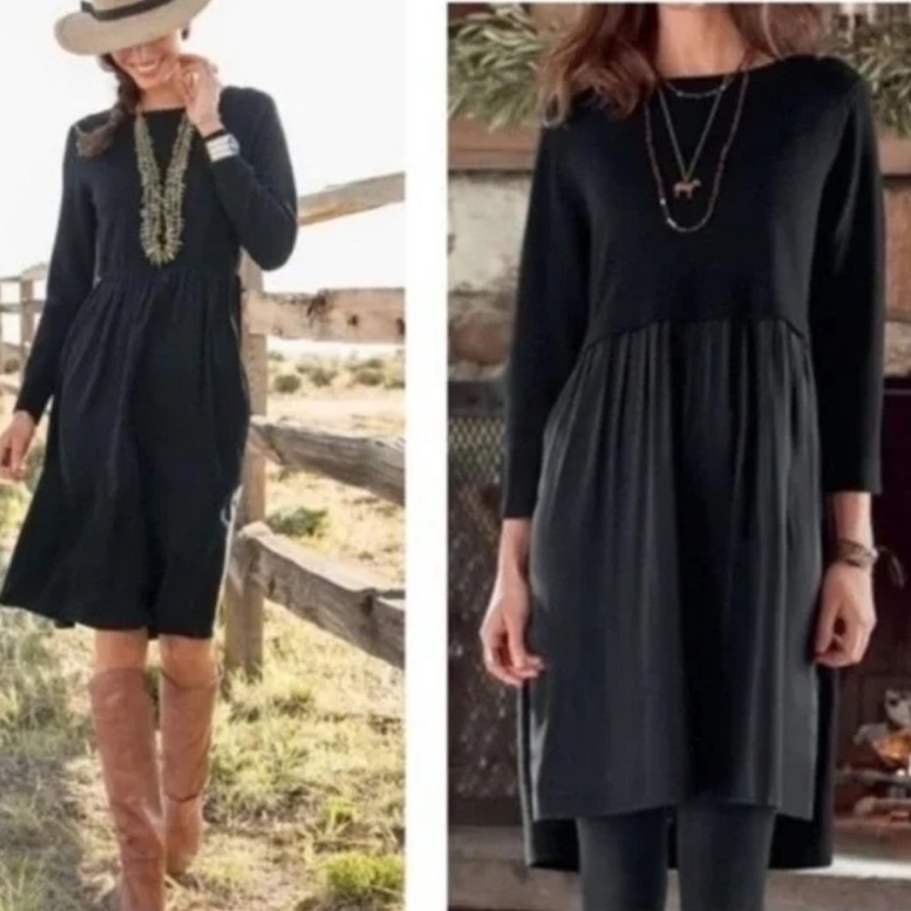 SUNDANCE Jillian Silk Wool Linen Blend Lagenlook Mixed Media Sweater Dress